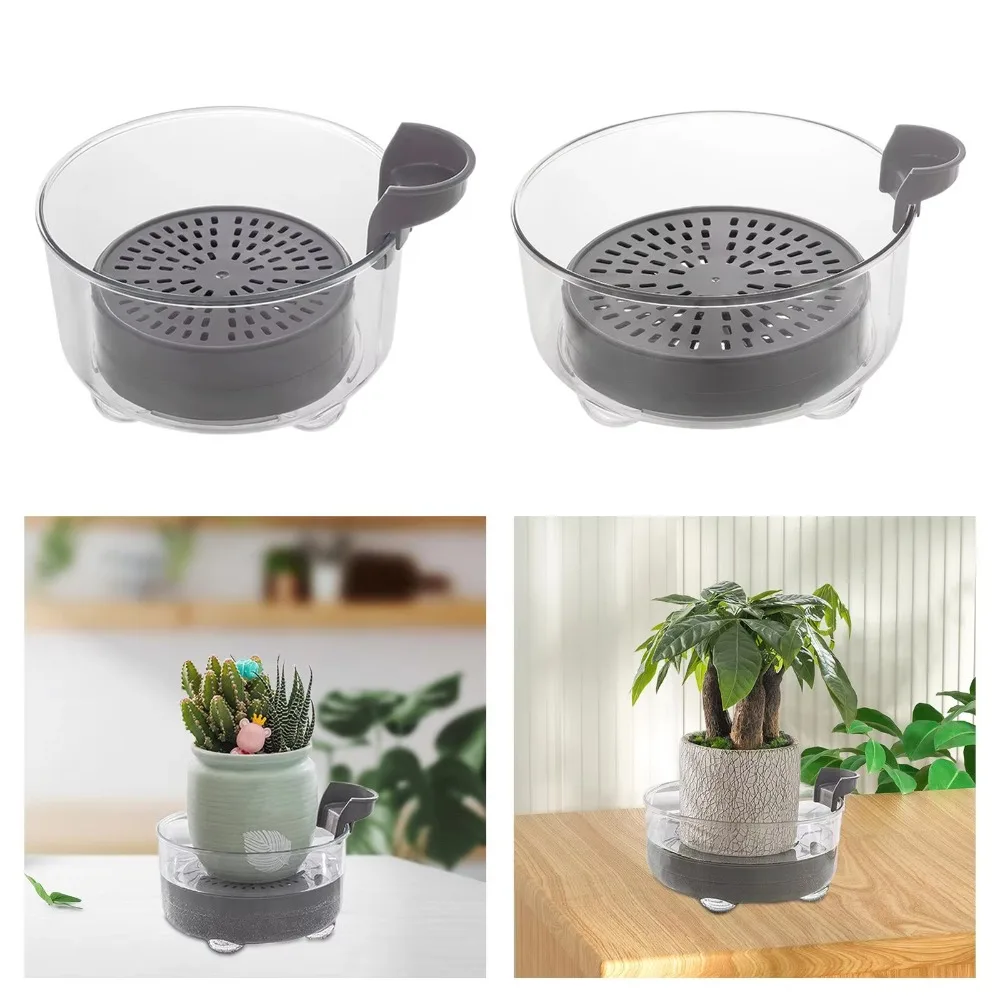 

Modern Clear Self Watering Planter Home Decor Round Planting Pot Plastic Flower Container Garden