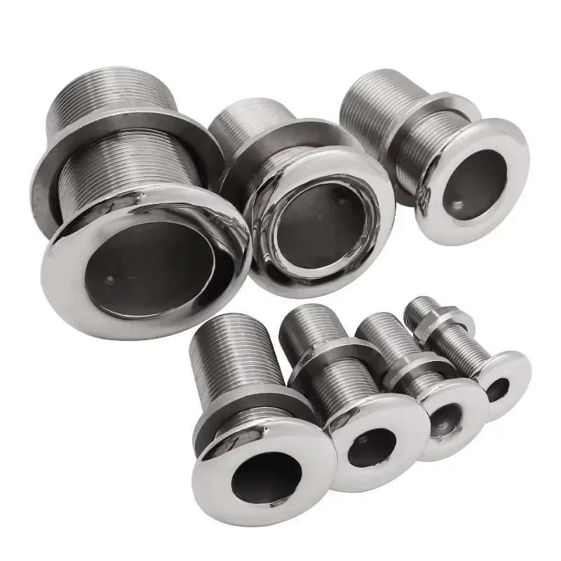 316 SS Thru Hull Fitting Marine Boat Drain Connector Scupper Full Thread Straight 3/8" 1/2" 3/4" 1" 1-1/2" 2" 2-1/2" G Thread