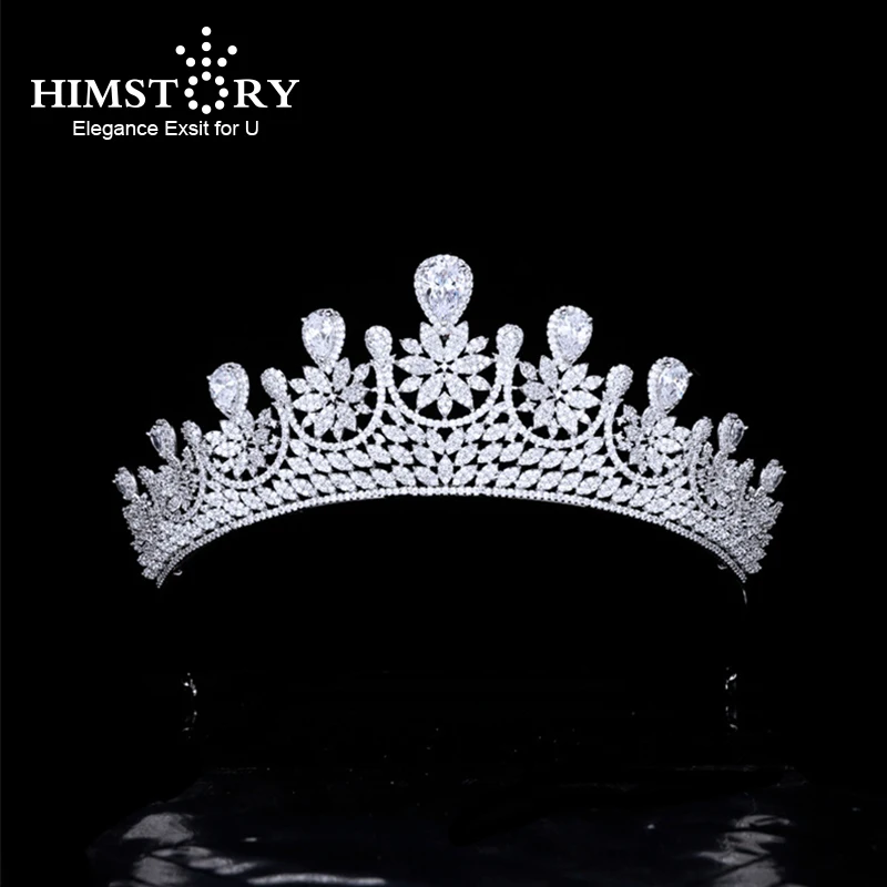 

Himstory New Gorgeous Crystal Crowns Tiaras AAA Cubic Zirconia Kорона Bride Headband Wedding Headdress