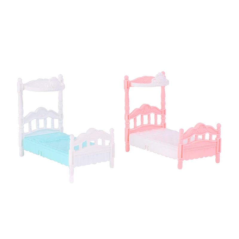 New Dollhouse Miniature Doll Sleeping Bed Rocking Bed Dolls House Bedroom Furniture Toy Handmade Play House Toys Accessories