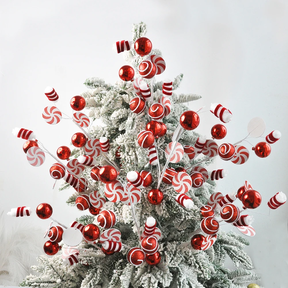 

Holiday Candy Bar and Ball Decorative Picks 6 Pack for Christmas Tree and Seasonal Decoration with Iron Frame and Plastic Parts
