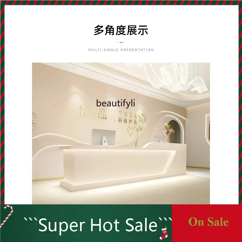 A076 Modern Light Luxury Senior Sense Beauty Salon Cashier Bar Counter Reception Cabinet Medical Beauty Company