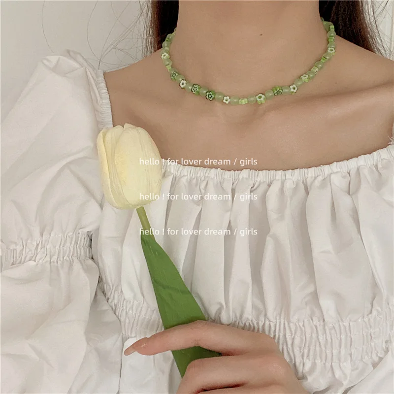 Summer Green Necklace Handmade Beaded Clavicle Chain Choker Light Luxury  Design Necklace 2022 Accessories - AliExpress 36