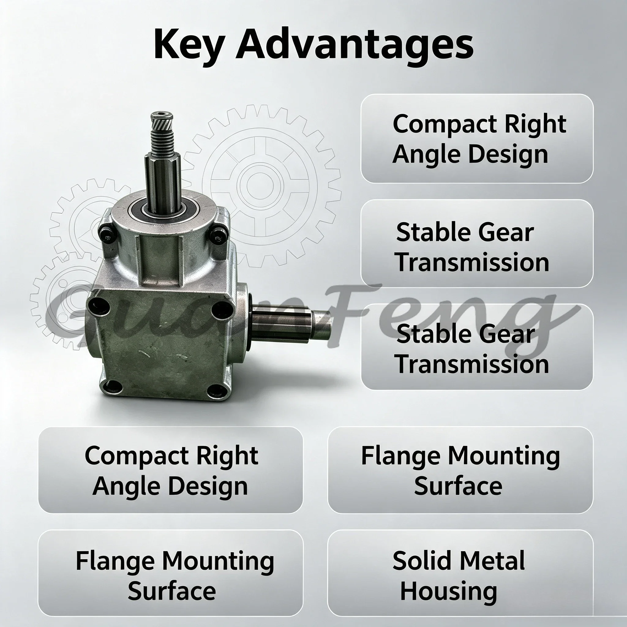 T-shaped 90 Degree Right Angle Bevel Gearbox, 1:1 Ratio Steering Gear Commutator, Mechanical Power Transmission Reducer