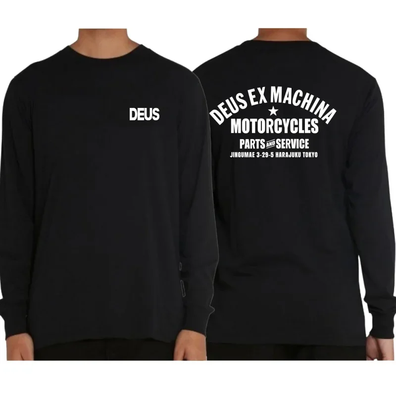 AliExpress DEUS EX MACHINA black long Sleeve T-shirts Men Women Retro Round Neck T-shirts for Oversize letter printing graphic t shirts MTB