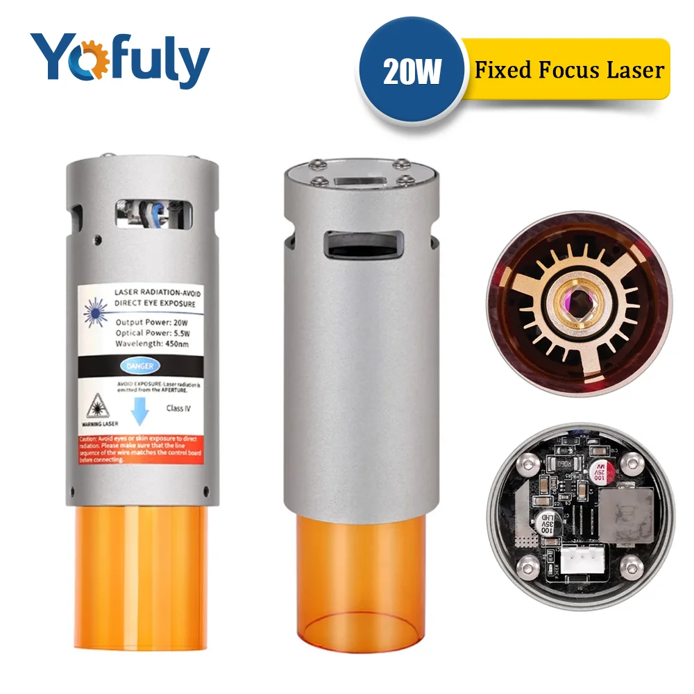 Yofuly 20W Laser Moudle High Precision Compressed Spot 10W Laser Fixed Focus Laser Head for CNC Laser Engraving Machine