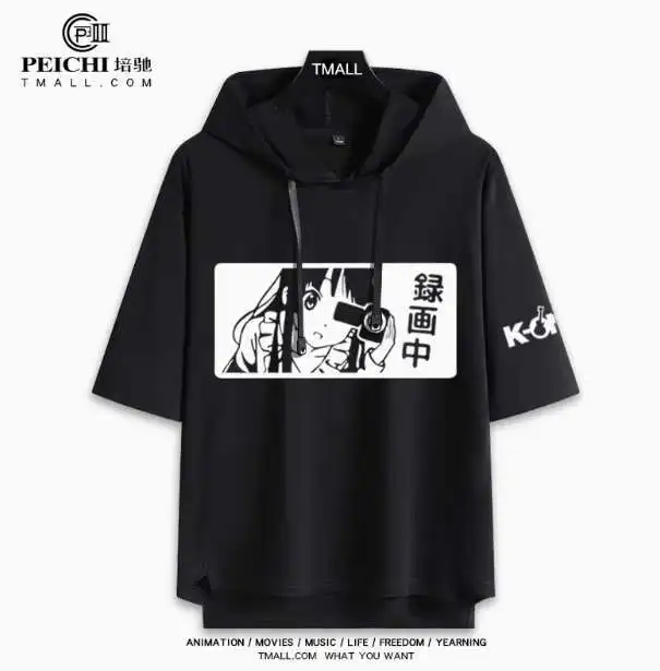 

Аниме K-Onakiyama Mio футболка с капюшоном и короткими рукавами, летний карнавальный костюм, повседневные студенческие свободные топы в стиле аниме