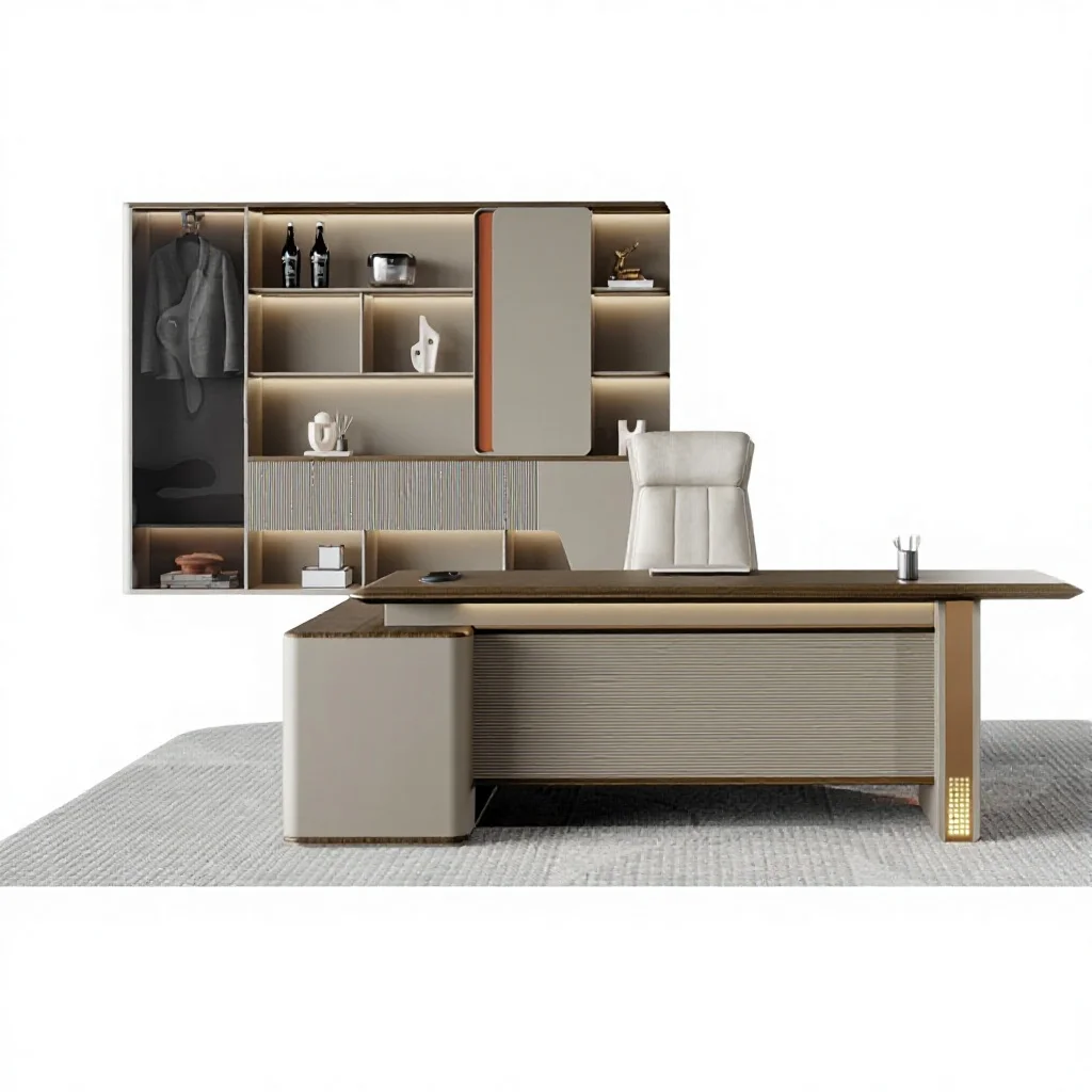 

Современный роскошный офисный шкаф-тумба CL-Modern Luxury Executive Desk Cabinet, простой и элегантный, деревянный, L-образный, для руководителя, для школы, больницы или домашнего использования.