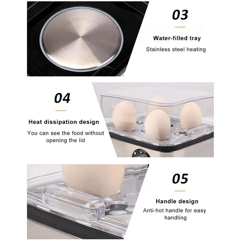 [NEWA66Z!】 Electric Egg Cooker Electric 8 Egg Capacity Hard / Medium / Soft-Boiled Eggs Cooker EU Plug