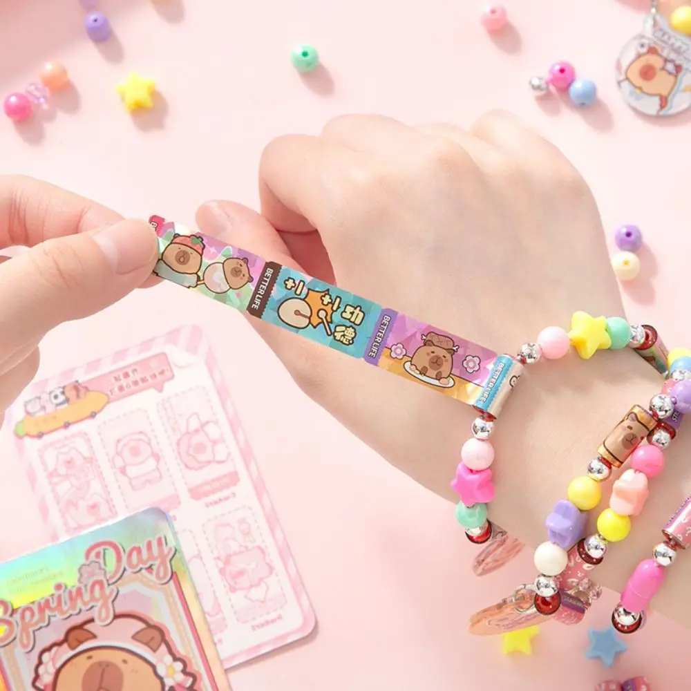 

Креативные наклейки с капибалой, набор браслетов, сделай сам, красочные наклейки с прокруткой, браслет с мультяшными животными, устойчивый к разрыву