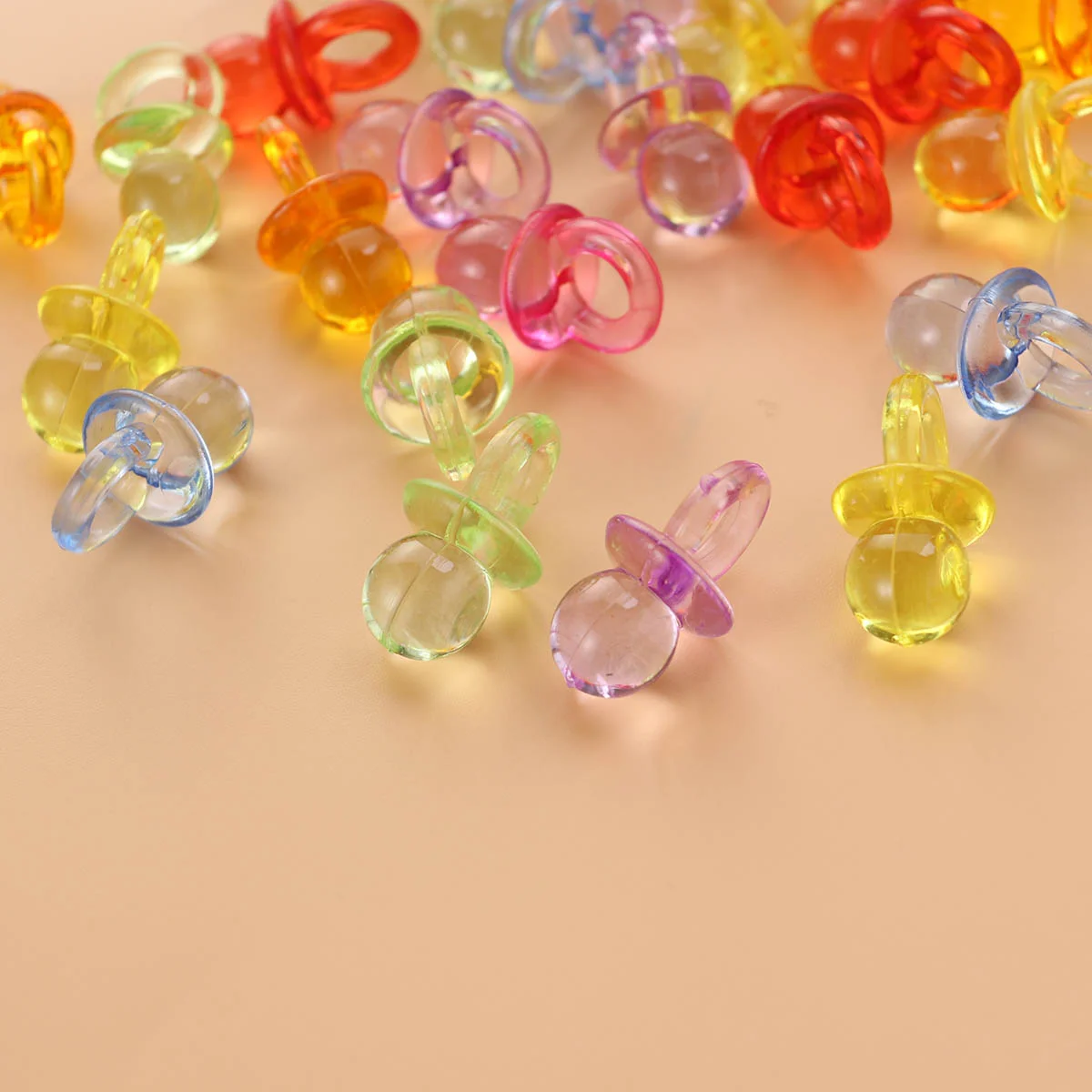 50 Pcs Mixed Acrylic Plastic Small Baby Pacifiers for Baby Shower Decorations Table Scatter Party Favors Games