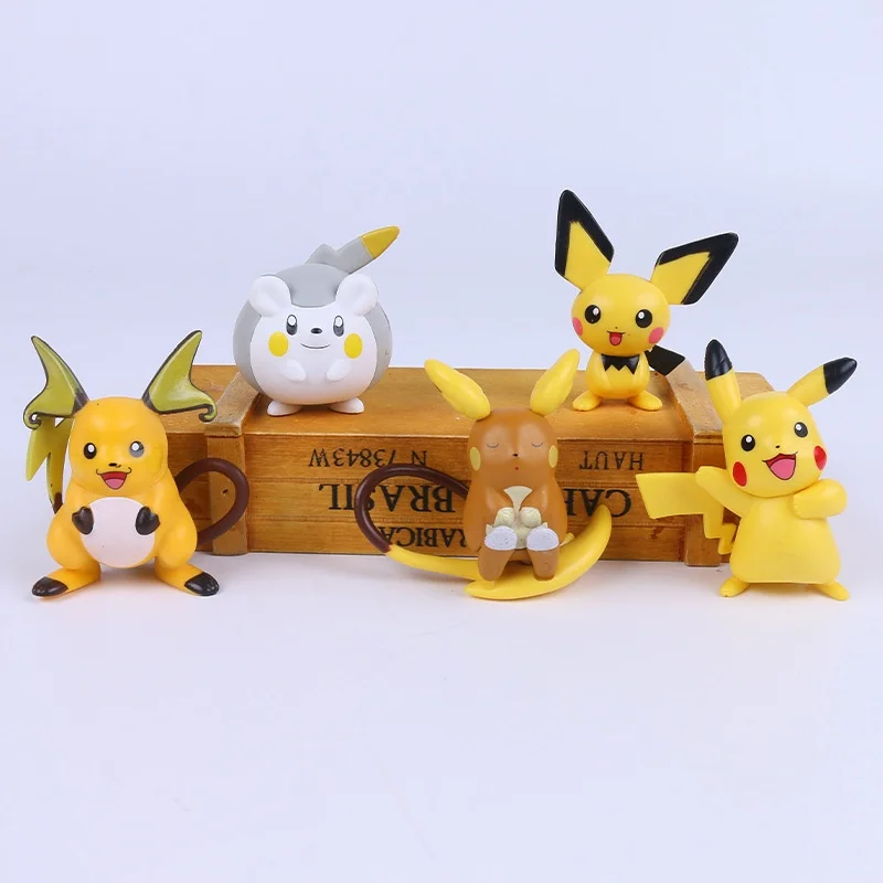 Pok é Mon Pok é Mon Cute Power Attack Series Cute Pikachu Random Blind Box Car Ornament Doll Model Handmade