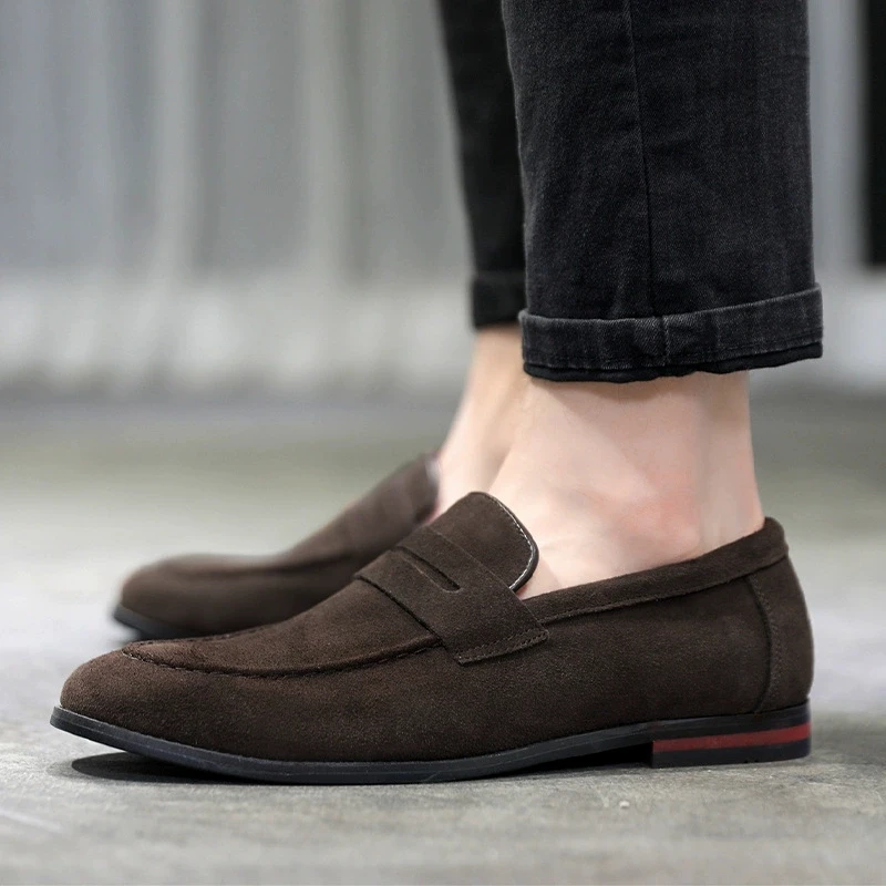 New Men's Casual Shoes Suede Leather Mens Slip-on Light Comfortable Driving Loafers Moccasins Men Party Wedding Flat