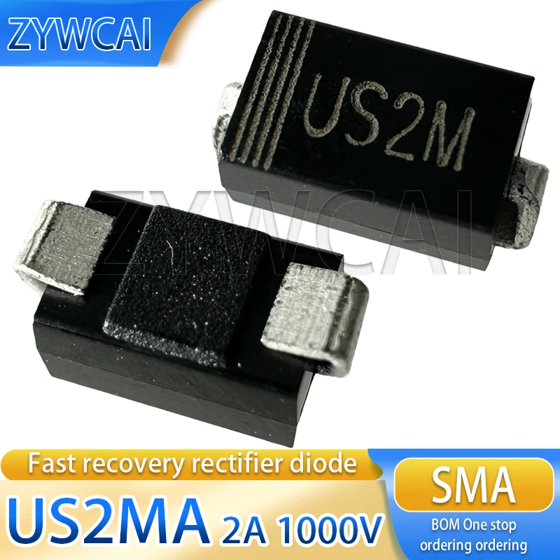 US2MA SMA 2A 1000V 50PCS DO-214AC Fast Recovery Rectification High Efficiency Diode