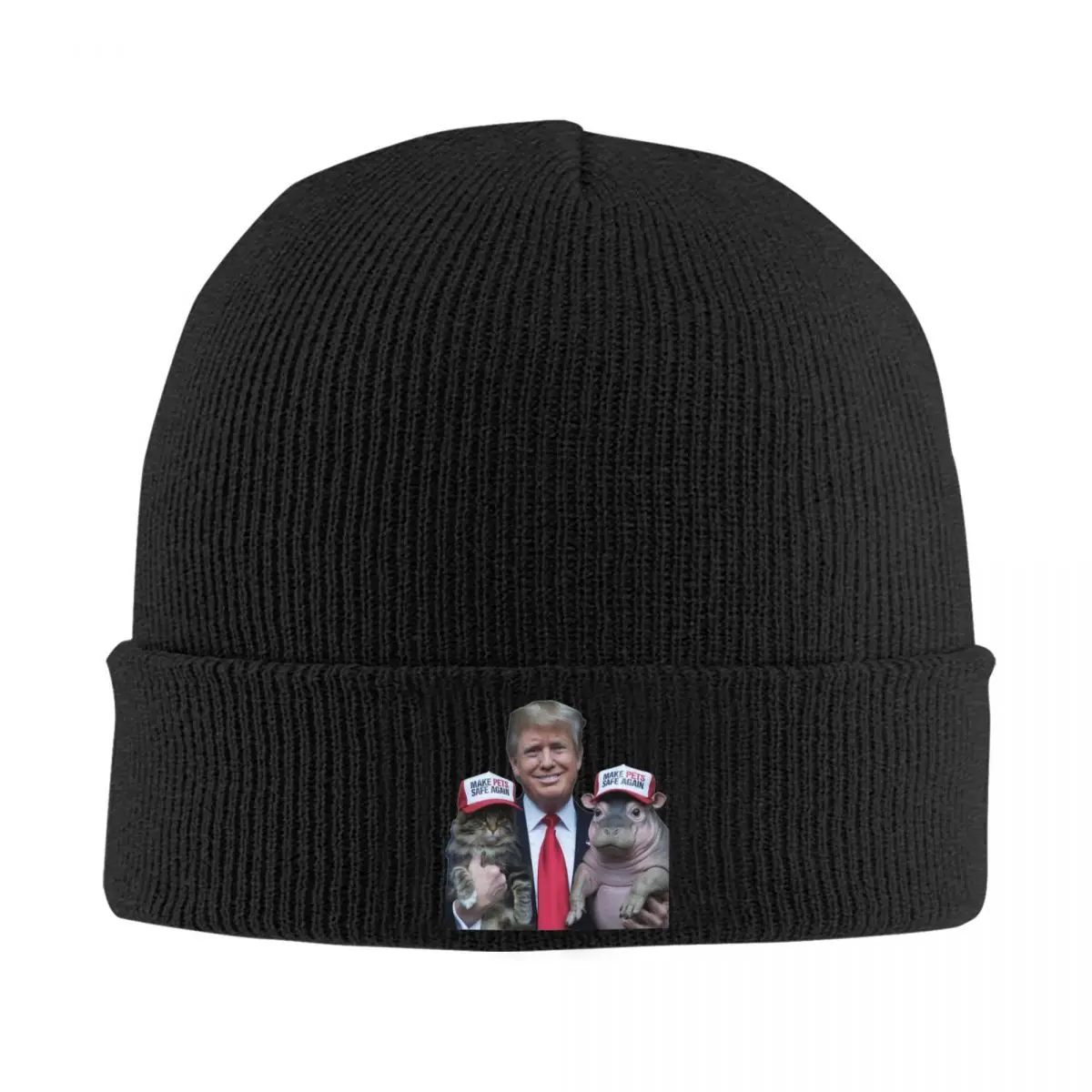 

Moo Deng особенности Trump Cat And For Safe Pet Шапки-бини Шапки для взрослых Унисекс Вязаная шапка Осенне-зимняя термоэластичная шапка