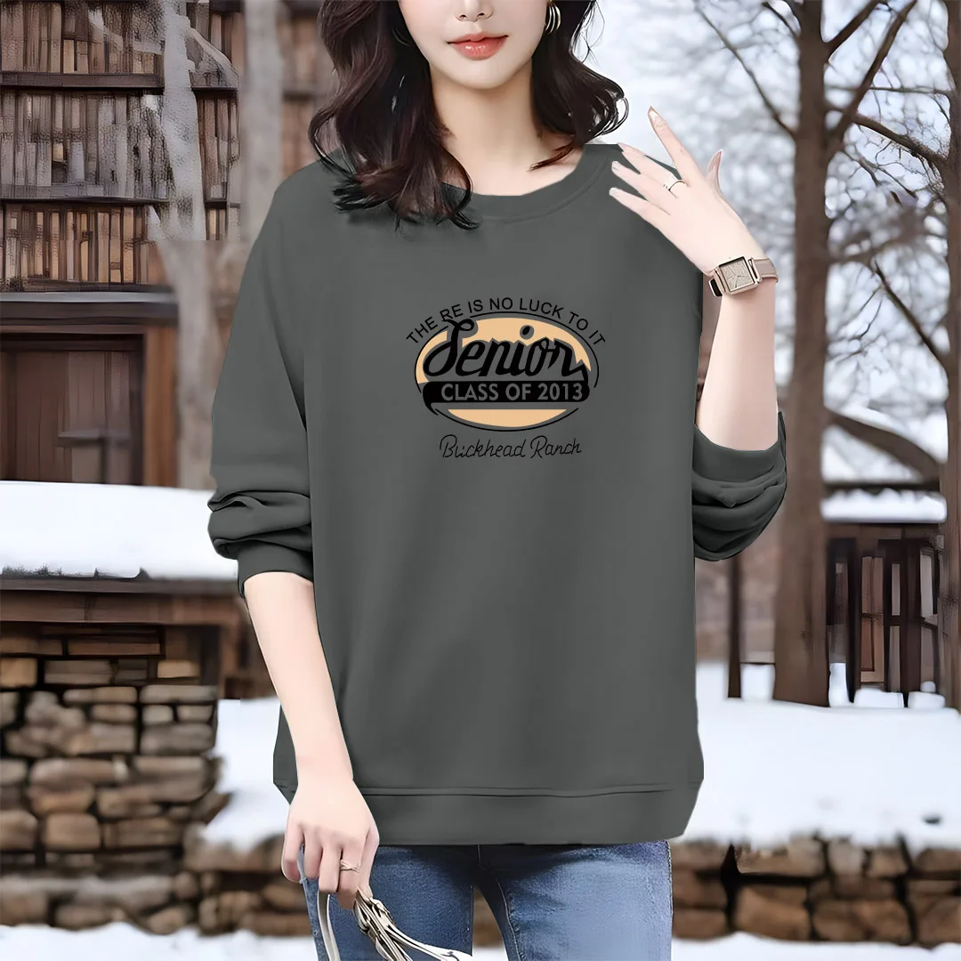 

Women Clothing Vintage Printed Letter Pullovers Autumn New Fashion Casual Loose Sweatshirts Female Pure Cotton Hoodies