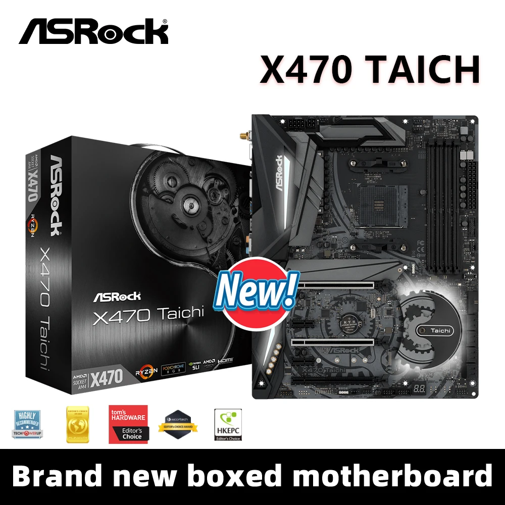 ASRock-placa base X470 Taichi compatible con AMD X470 Ryzen 9 5900X R7 5700X3D R5 5600 CPU 4xDDR4 3466 + MHz NVME M.2 AM4