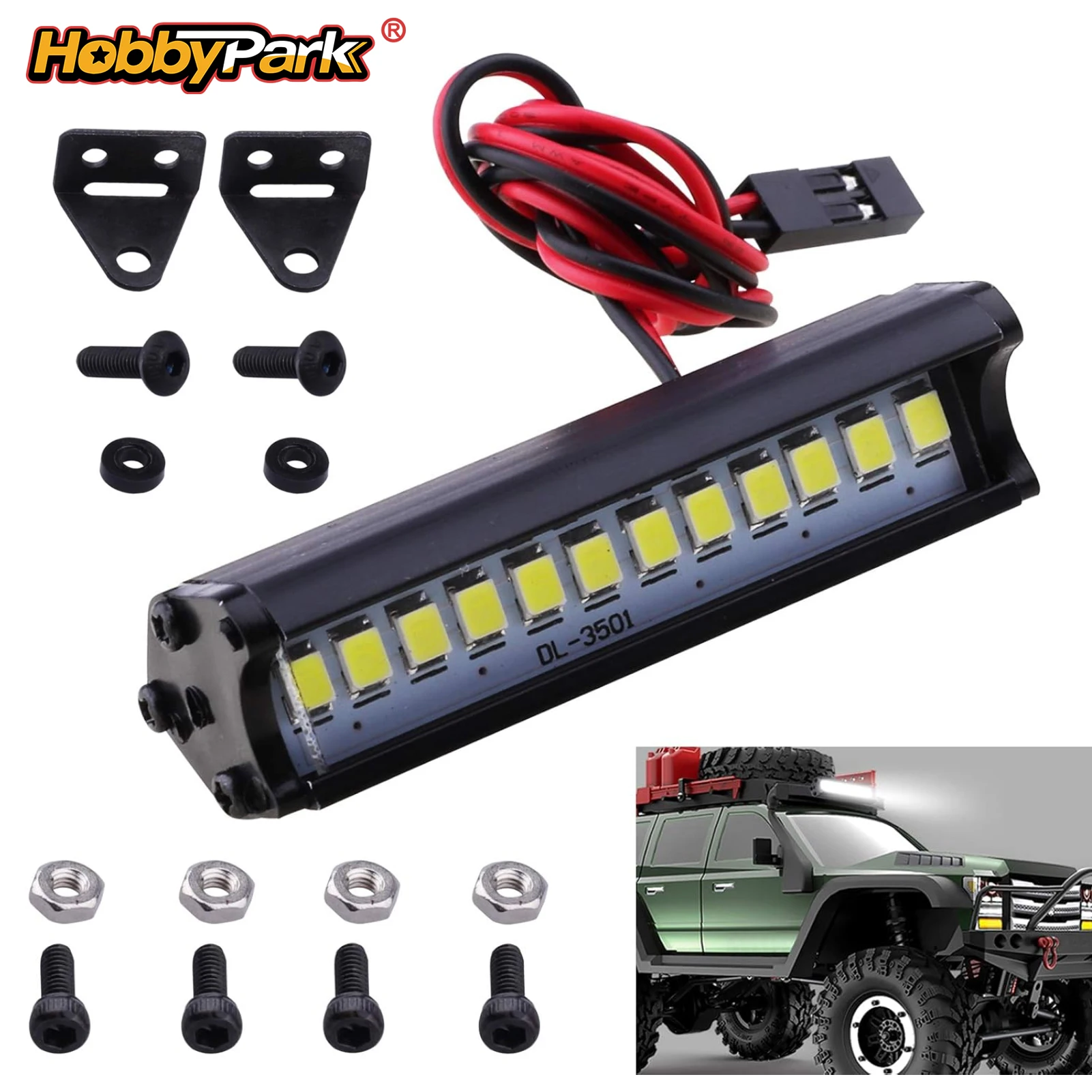 HobbyPark RC Crawler LED-Lichtleisten-Set Dach-Scheinwerfer Kuppellicht Simulation für Traxxas TRX-4 Axial SCX10 90046 RC4WD D90 KM2