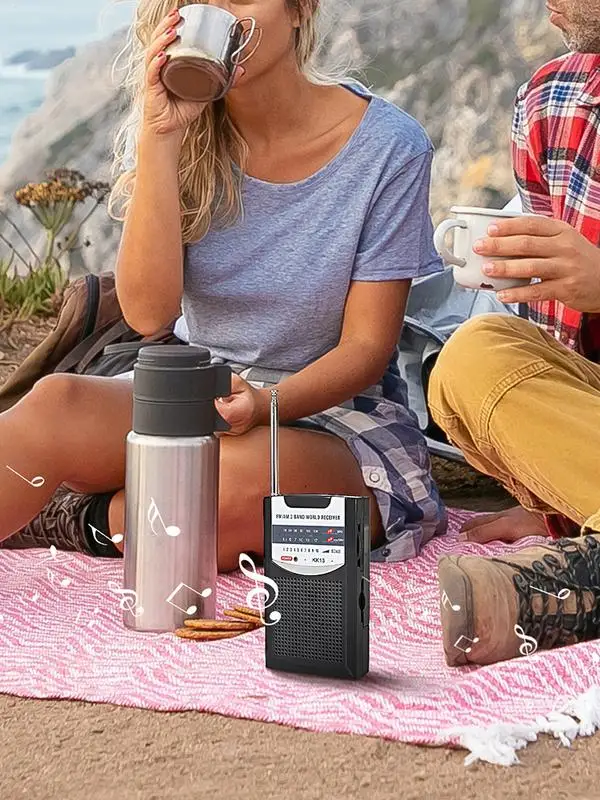 Radios Portable AM FM Pocket Radio Battery Powered AM FM Stereo Player with Speaker for Camping Travel Outdoor Survival Tornado