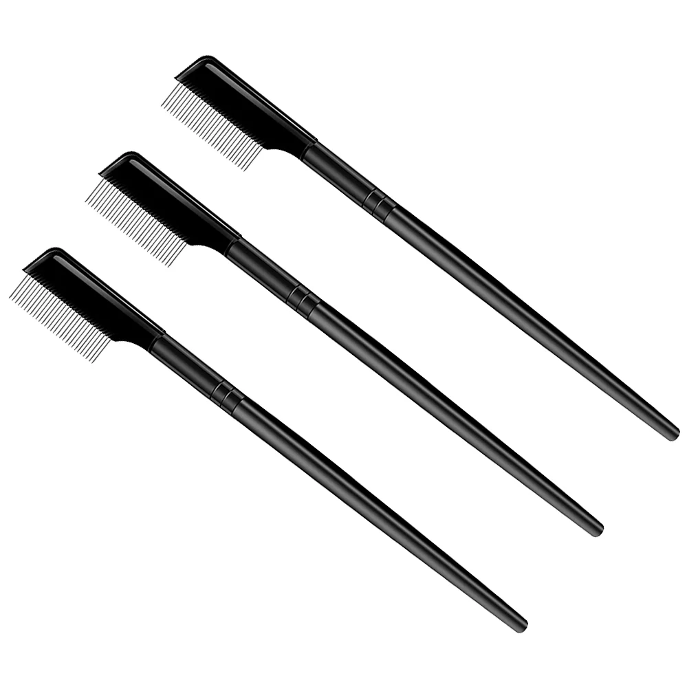 3 Pcs Eyebrow Comb Brush Makeup Tool Eyelash Shaping Girl Stainless Steel Portable Long Handle Miss