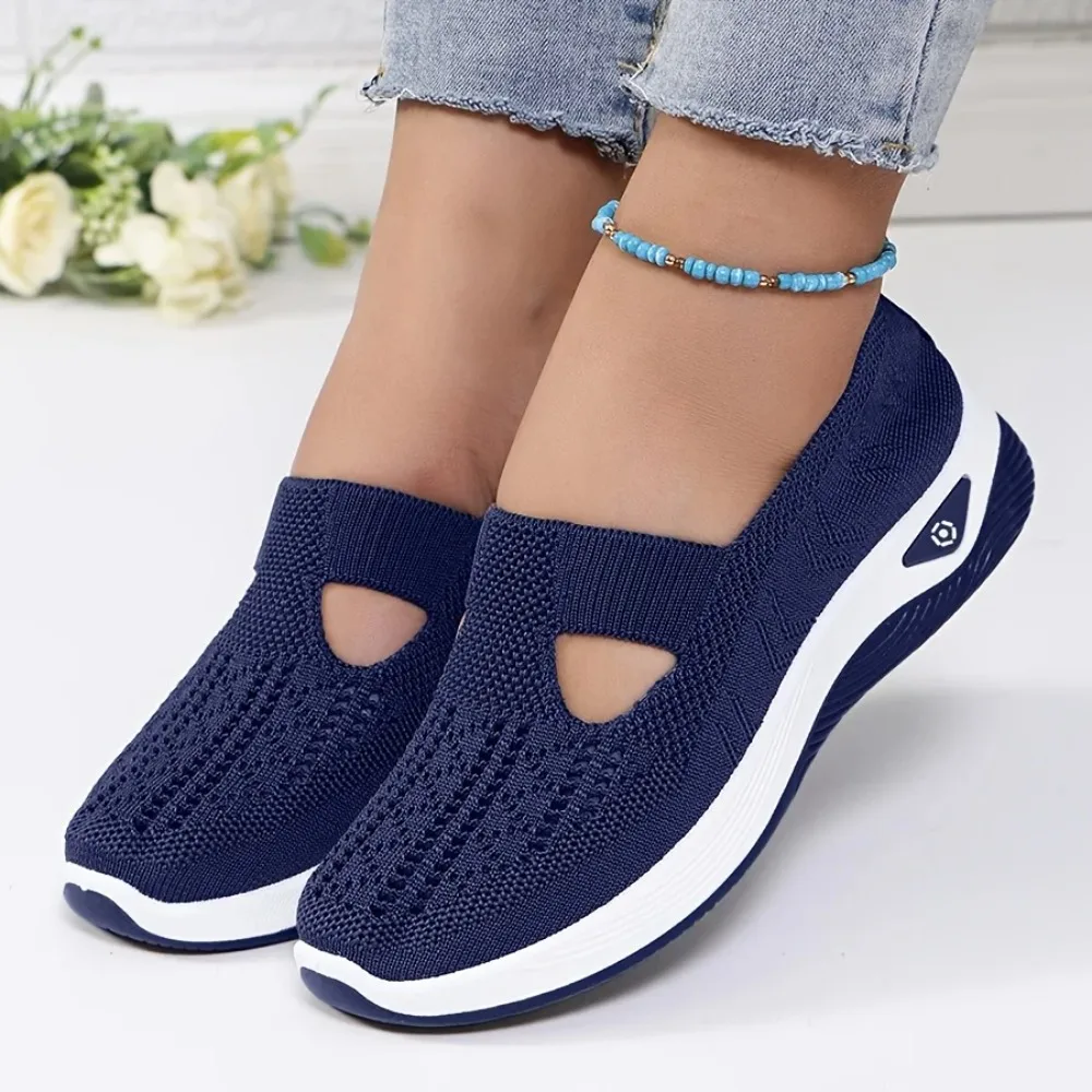 Womens Modern Casual Slip On Sneakers Breathable Knit Upper Lightweight PVC Sole Comfortable Cushioning Shock Absorption Insoles image 6