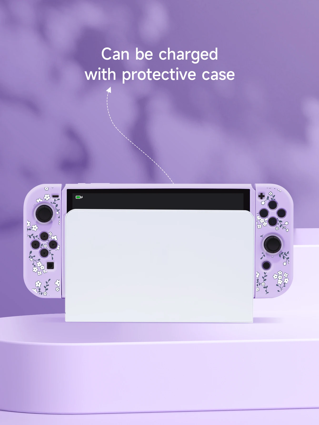 Flowers Case for Nintendo Switch OLED, NS Game Accessories,Handheld Separable Shell for NS Joycon, Panda Switch Oled Cover