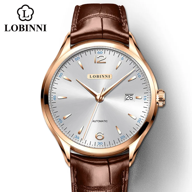 LOBINNI New Ultra Thin 7.7mm Luxury Men Dress Watch Seagull ST2130 Sunray Dial Classic Business Automatic Mechanical Sapphire