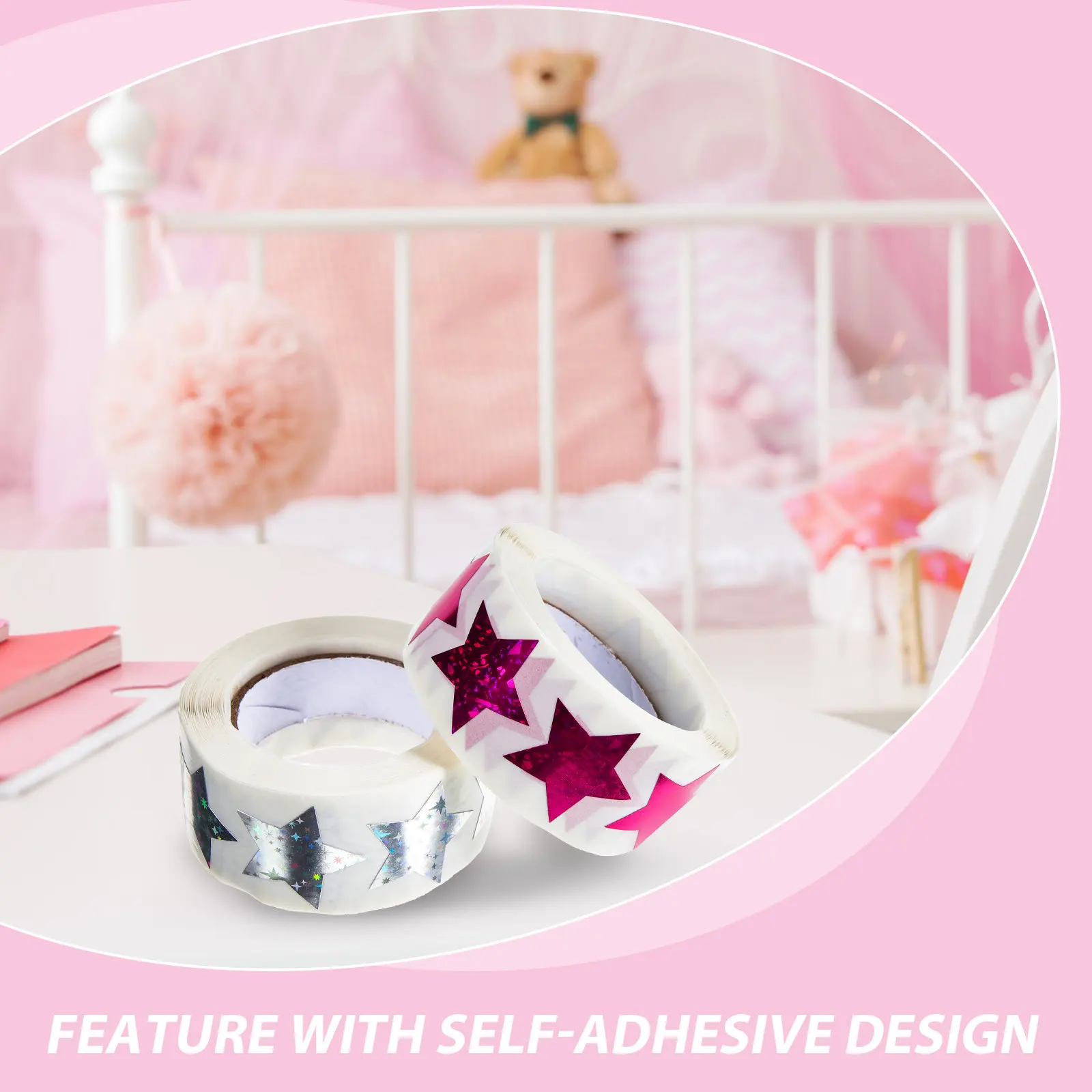 

2 Rolls Star Stickers for Reward Self Adhesive Decorative Star Decals Shiny Glitter Stars for Teaching Rewards