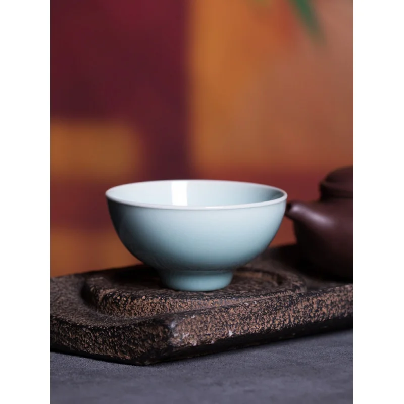 |Longquan Celadon Authentic Master Cup Single Cup Xu Jun Pure Handmade Kung Fu Tea Set High-Grade Ceramic Tea Tasting Cup