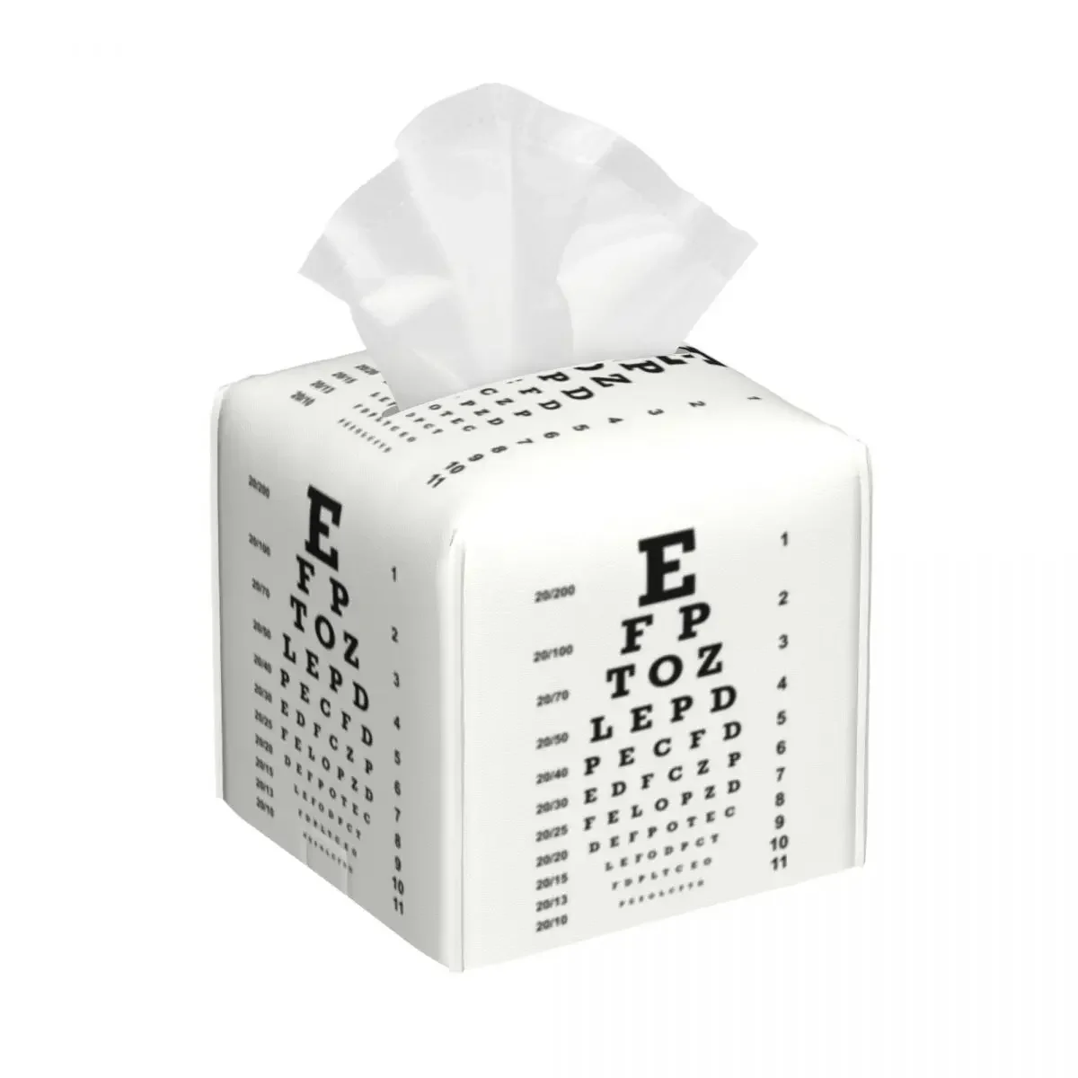 

Custom Optician Glasses Gift Tissue Box Cover Square PU Leather Eye Chart Facial Tissues Holder for Car