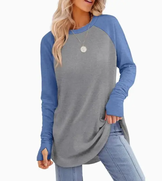 

Spring Classic Solid Color Simple Round Neck Fashionable Casual Loose Comfortable Versatile Long Sleeved T-Shirt Top