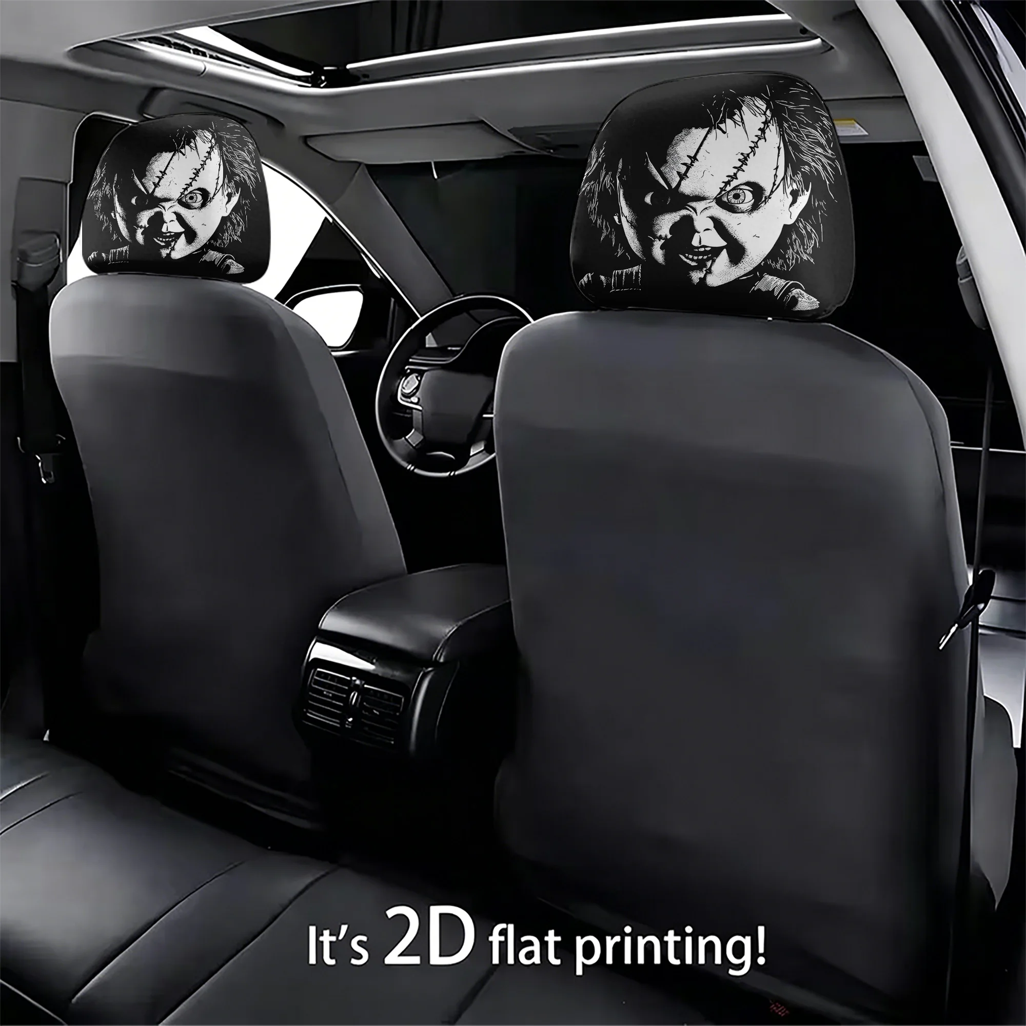 2pcs “Chucky”-themed Car Headrest Covers to Add a Spooky Vibe to Your Car’s Interior. Filling Not Included. Easy to Install. view 3
