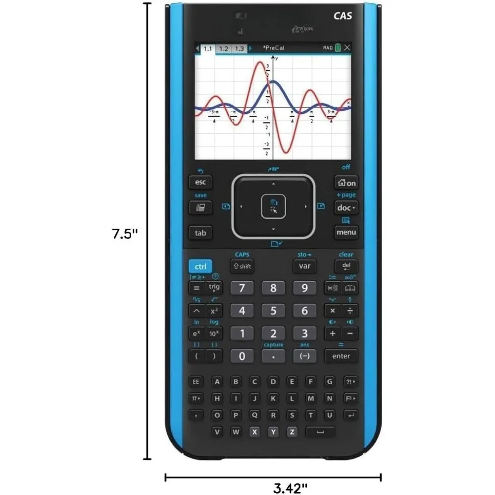 تمت ترقيته بالكامل - آلة حاسبة الرسوم البيانية الملونة TI-Nspire CX II CAS مع برنامج الطلاب (الكمبيوتر الشخصي/Mac)