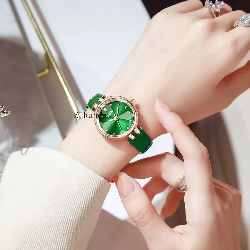 Reloj de moda para mujer de cuarzo resistente al agua simple con espejo angular