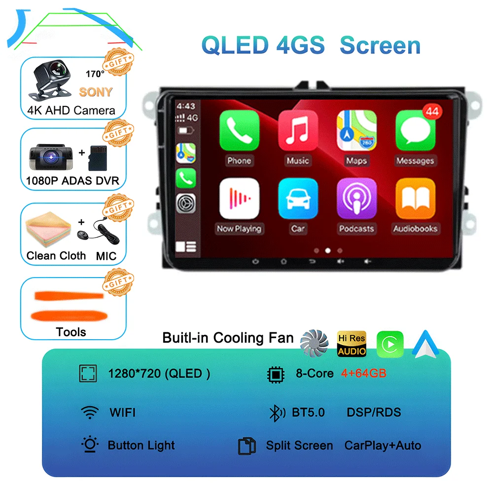 9 "Android 15 Autoradio Voor VW/Volkswagen/Golf/Polo/Tiguan/Passat/B7/B6/Seat/Leon/Skoda/Octavia GPS Navigatie Multimedia Speler