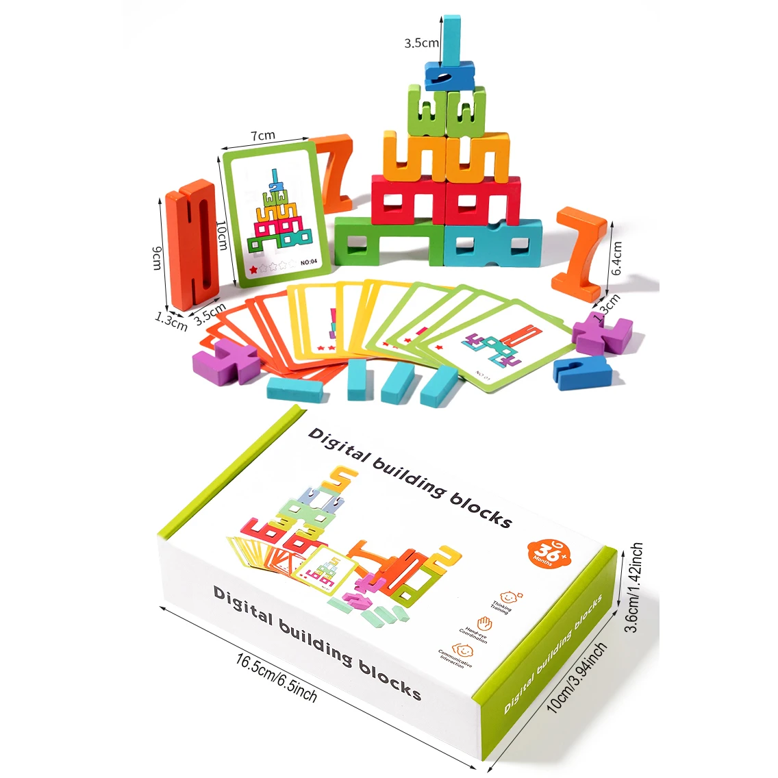 Holz Zahlenbausteine Montessori Kreatives Puzzle Stapelspielzeug Lernspielzeug Frühe Mathematik Logisches Denken Entwicklung