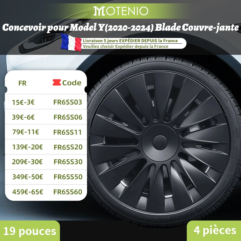 Couvercle de roue de lame à couverture complète pour véhicule TESLA modèle Y 2020 – 20224, 4 pièces, 19 pouces, enjoliveurs, accessoires automobiles