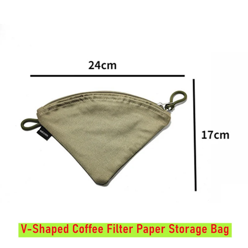 Reusable Coffee Paper Filter Storage Bag for V Shape Coffee Filter Papers Canvas Bag for Outdoor Camping Traveling