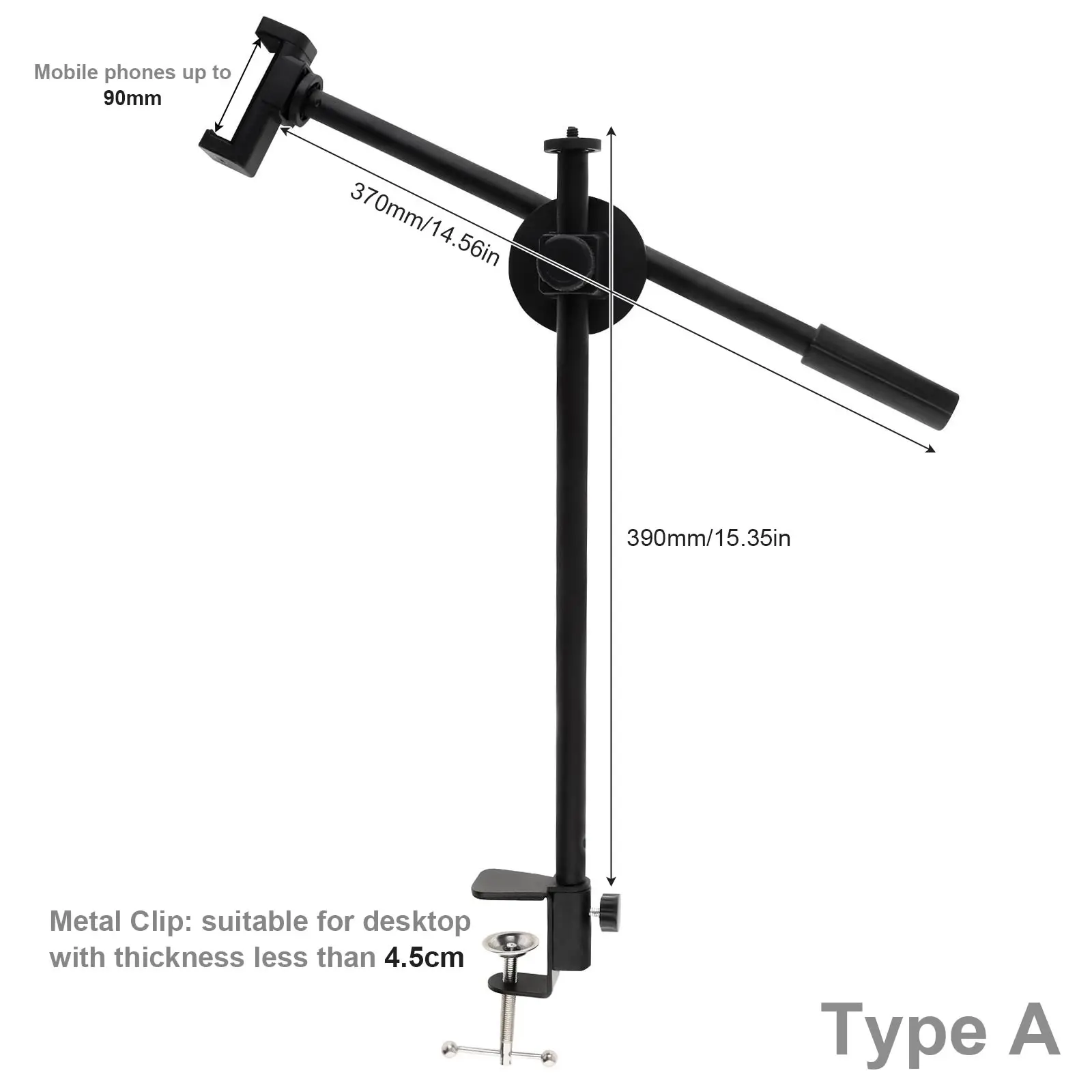 Microphone Stand Folding Bracket Desk Microphone Holder Phone Tripod Boom Arm Adjustable 1/4 Inch Screw Live Equipment