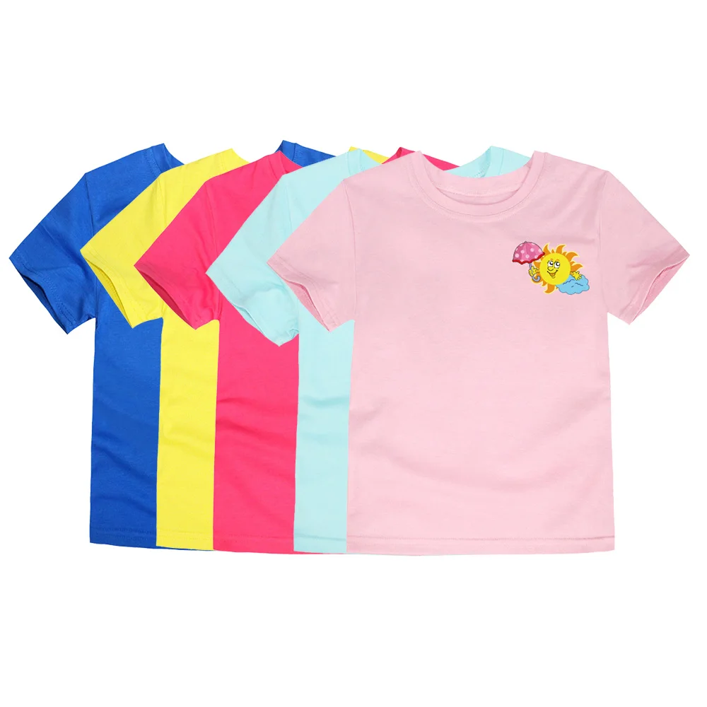 Baby Girl T Shirt 6 to 9 12 18 24 Months Cotton Short Sleeve Teenage Boy Tshirt Clothing 13 14 Years Pink Blue Children Clothes