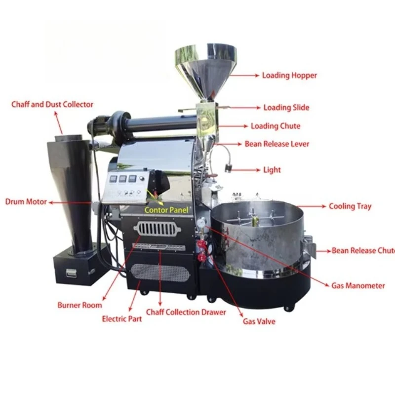customized compact batch roaster drum baker commercial 2‑3kg green bean roasting machine for startup cafe business