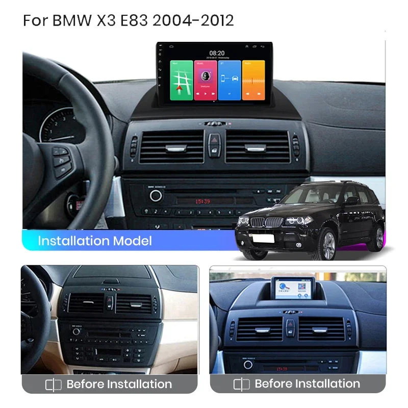 

8GB+128G Android 13 4G radio For BMW X3 E83 2004 2005-2012 Car stereo Multimedia Player Carplay Auto GPS Navi 2DIN NO DVD DSP