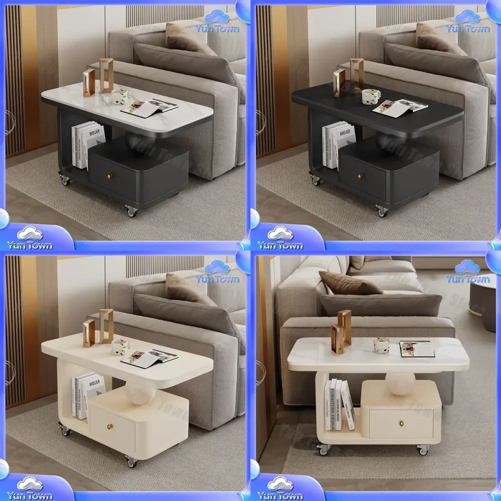 for Simple Modern Light Luxury Coffee Table Rock Slab Mobile Home Living Room Small Apartment Multi-Functional Lifting Sofa