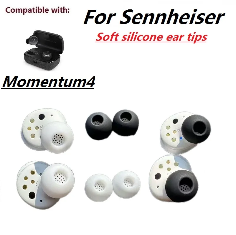 براعم الأذن لسماعات Sennheiser Momentum اللاسلكية الحقيقية 4 داخل الأذن استبدال Momentum4 سماعات أذن من السيليكون عالية الجودة أطراف أذن