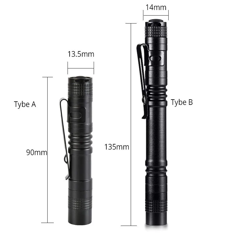 Mini lampe de poche Portable, lumens élevés, 1 Mode de commutation, étanche, battement AAA, petit porte-stylo, pour dentiste, Camping, chasse