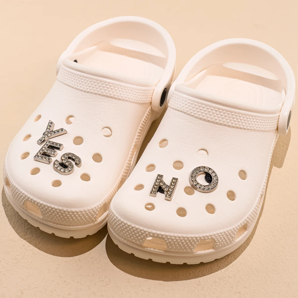 1pcs Silvery Letters Luxury Shoe Charms Alphabet Shoe Decorations Pins for Garden Sandals Women Girls Bling Favor Gifts image 4