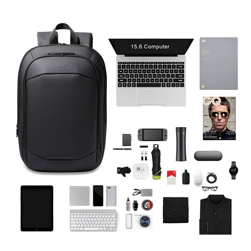 HK Backpack Men Work Business Waterproof Backpacks Fashion Slim 15.6\