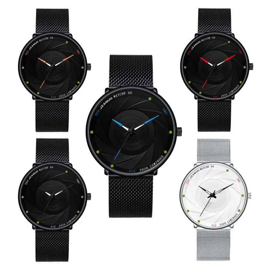 Luminous Cross Burst Quartz Watch, Mesh Belt, Negócios, Estudante, Moda