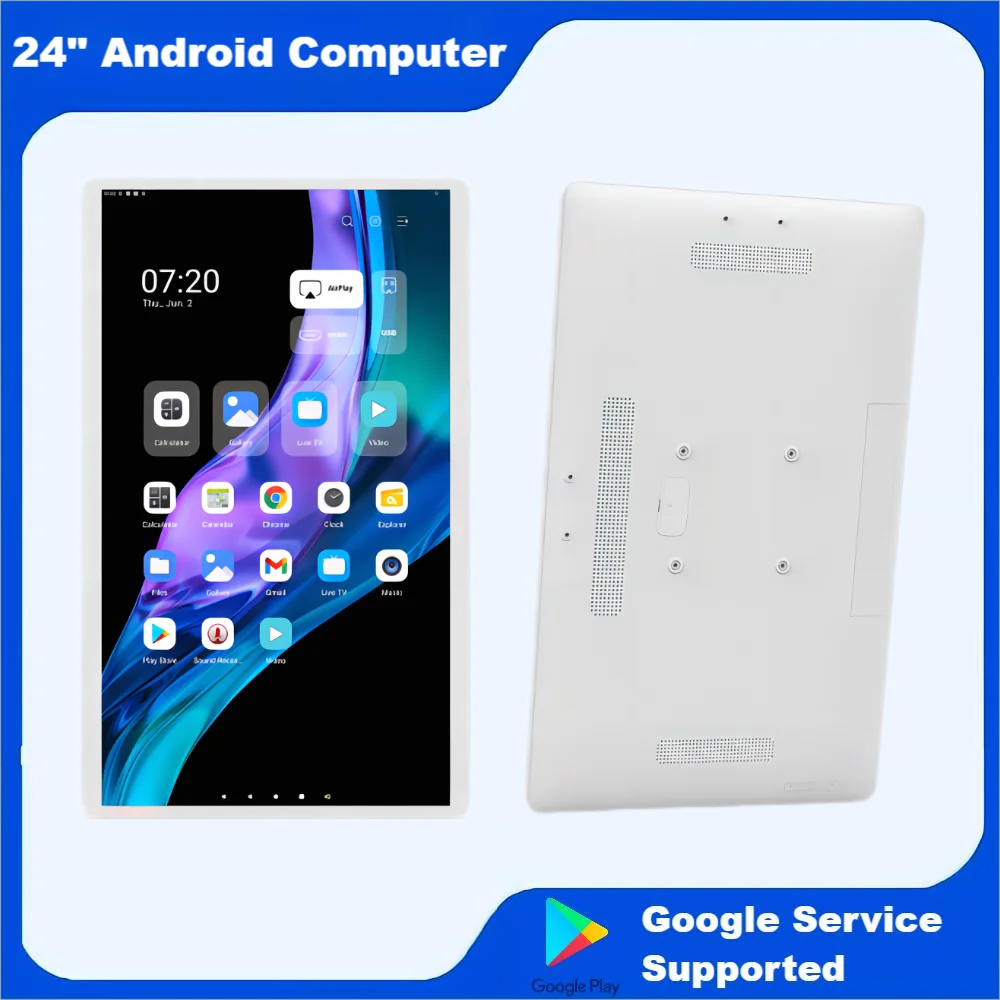 24 Inch Android12/14Wall-Mount Tablet 4G+64G Multi-media Player HDMI IN Touch Screen  White Color Large Memory Slim Display HDMI