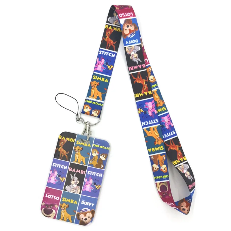 Disney Characters Key lanyard Car KeyChain ID Card Pass Gym Mobile Phone Badge Kids Key Ring Holder Jewelry Decorations